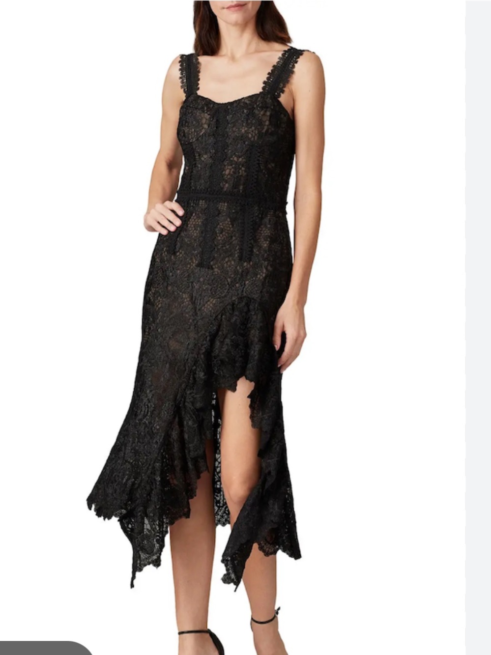 Bronx and Banco Black Asymmetrical Lace Dress